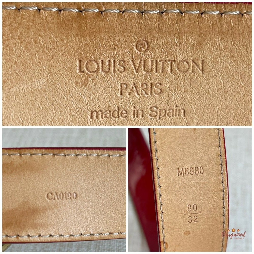 Authentic Louis Vuitton Pomme D'Amour Monogram Vernis LV Frame Belt Size 80/32 - Picture 8 of 13